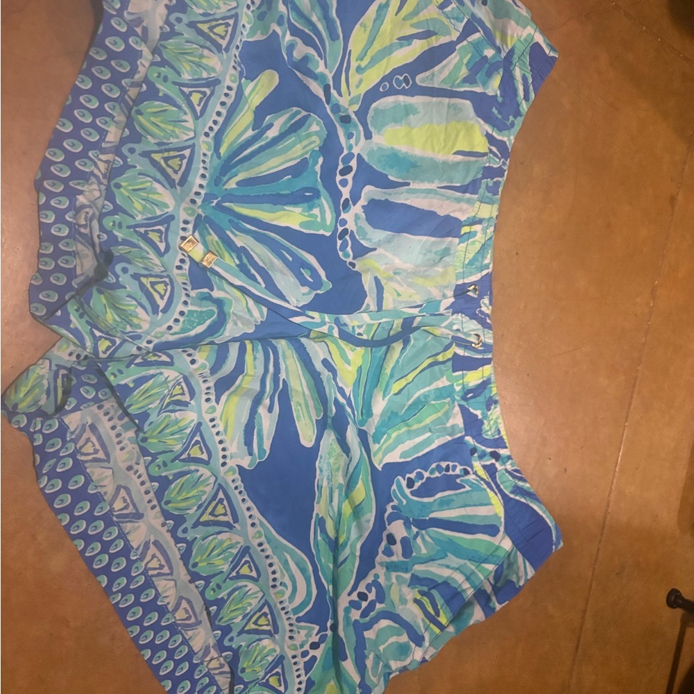 Lilly Pulitzer Vibrant Blue and Green drawstring shorts